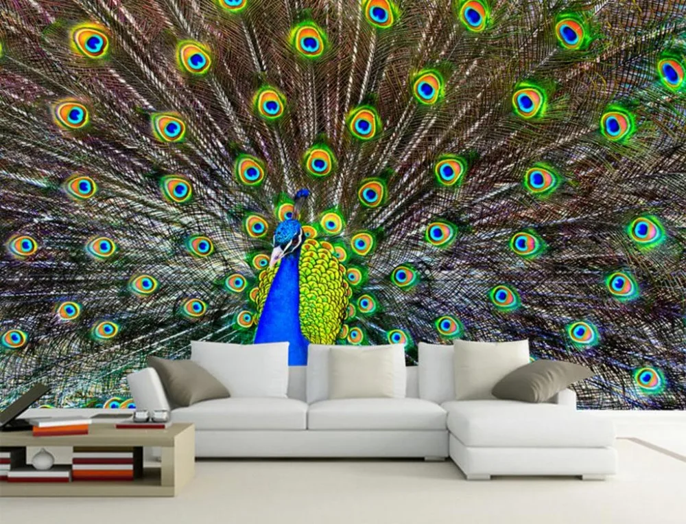Beibehang Hd Peacock Open Screen Photo Tv Office Background Wall Painting  3d Wallpaper Home Decorative Wallpaper For Walls 3 D - Wallpapers -  AliExpress