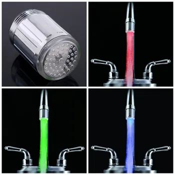 

3 Color Change LED Faucet Temperature Sensor Kitchen LED Light Water Faucets Tap Heads RGB Glow Shower Stream Bathroom Faucet
