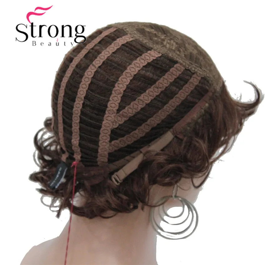 E-221 #31New Women's wigs Wavy Curly Dark Auburn 31# Short Synthetic Hair Full Wig (5)