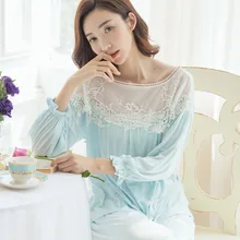 Новинка года; Женская Осенняя Модальная одежда с длинными рукавами из тонкого хлопка с вышивкой дворца принцессы; домашняя одежда; Пижама