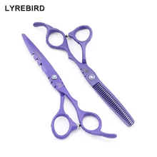 Парикмахерские ножницы 5,5 дюймов или 6 дюймов ножницы для волос тефлоновые фиолетовые ножницы для волос филировочные ножницы LYREBIRD Новинка