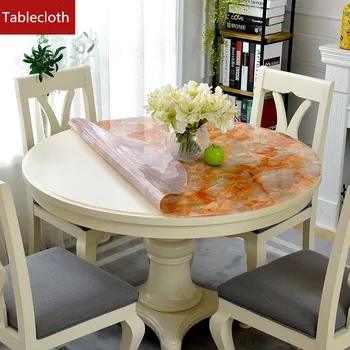 

Imitation marble round tablecloth waterproof table pad PVC soft glass crystal plate round table cloth mat plastic tablecloth