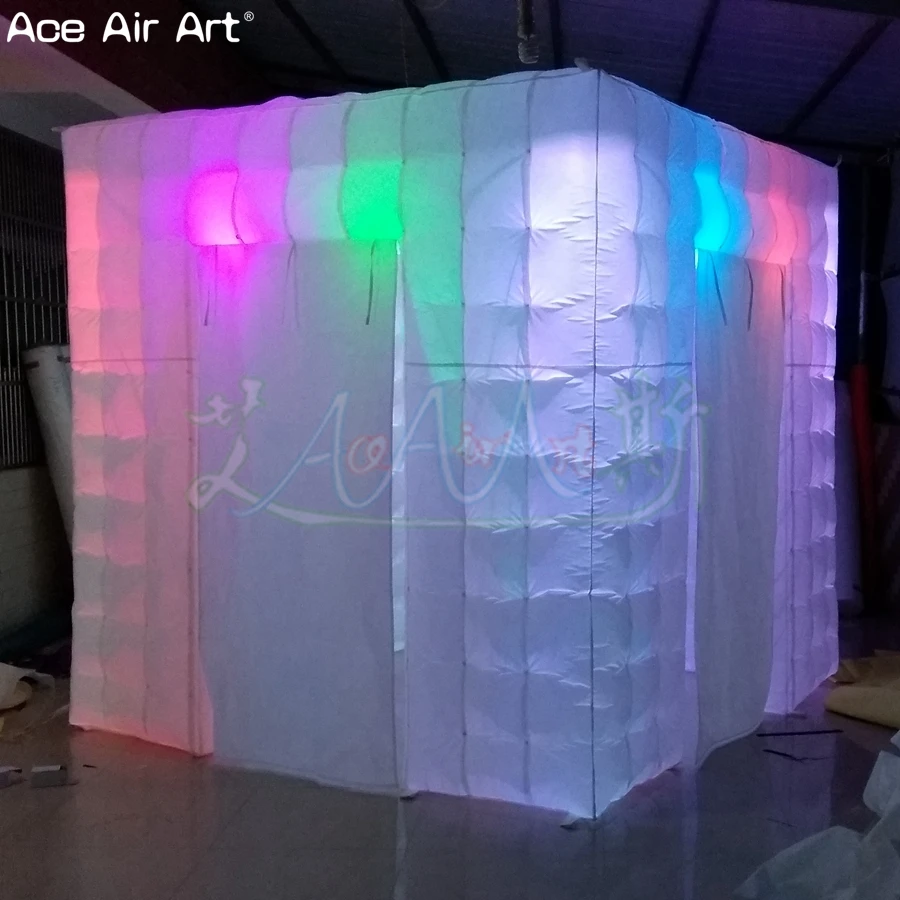  Brigter 5 w spotlights inflatable led cubephoto booth backdropcubic tent with 2 foldable door cover