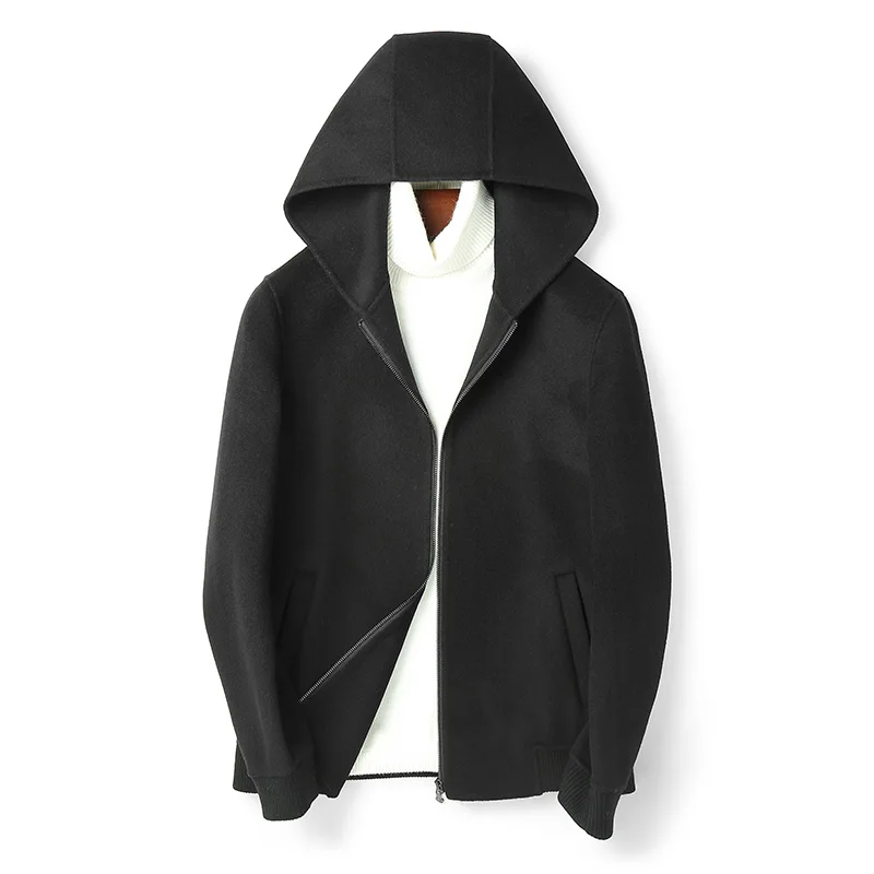 2018 г. новые модные мужские шерстяное пальто мужские с капюшоном Шерсть Низи Тонкий Повседневная мужская куртка