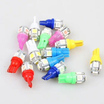

100pcs Super bright car t10 5 led 5050 W5W 194 interior license plate light reading light Wedge Light white red blue DV 12V