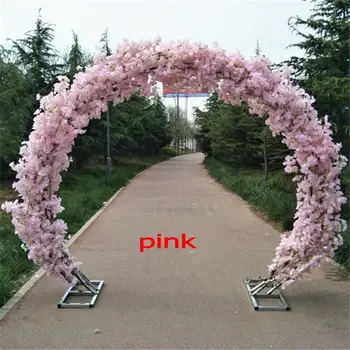

New cherry blossom+iron round stand lucky door full DIY wedding window party decor artificial flower cherry blossom +arch shelf