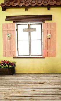 

VinylBDS 6.5X10FT Window Photography Backdrop Brick Wall Backgrounds For Photo Studio Wood Backdrp