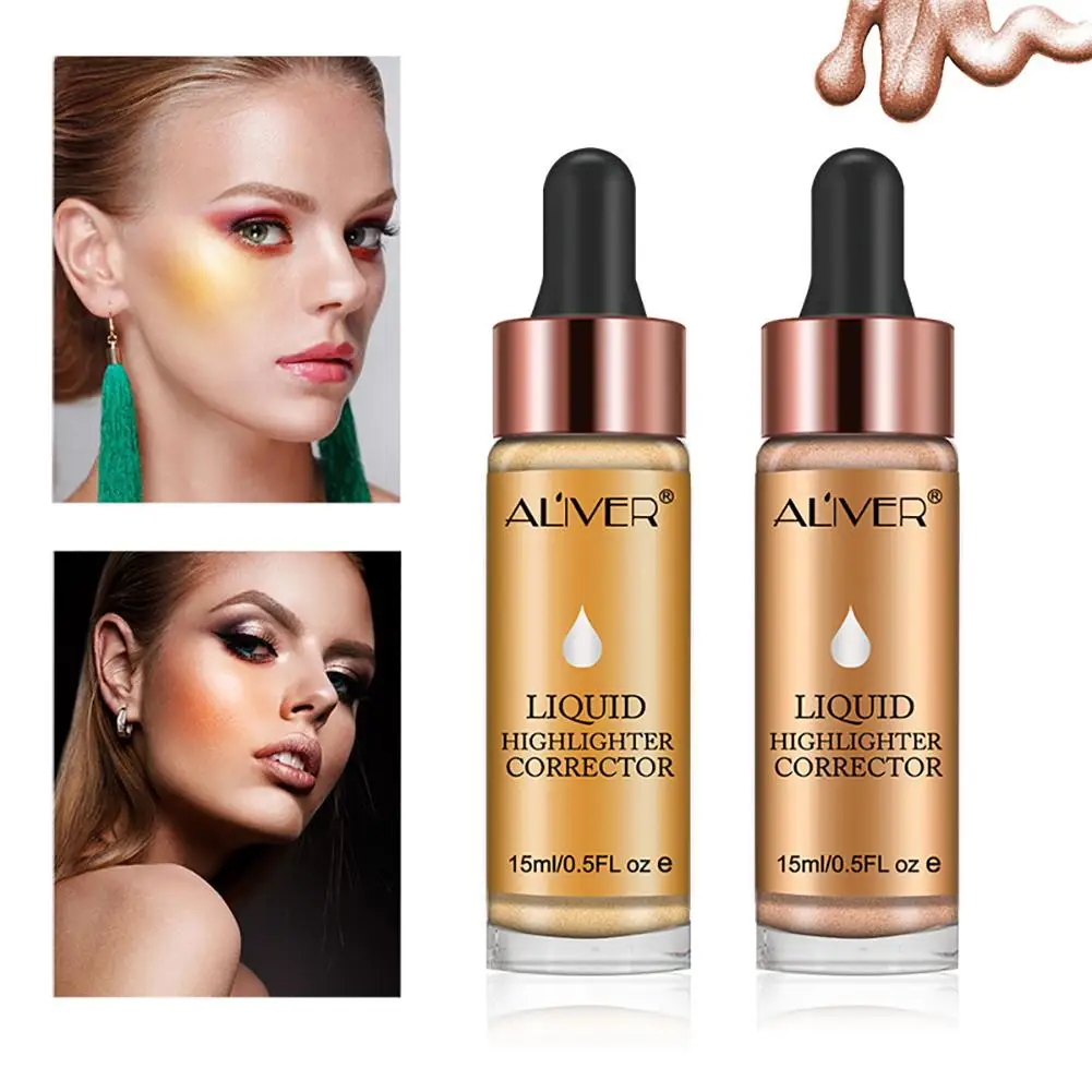 

New Face Nose Hightlingt 15ml Glitter Skin Brighten 3D Makeup Long-Lasting Liquid Highlighter Corrector