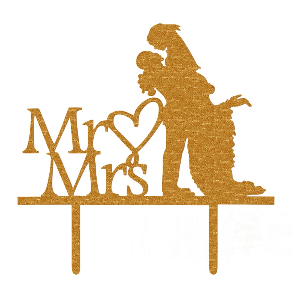 2019 акриловый Mr Mrs Sign Жених сердце силуэт свадебный торт Topper украшение|Товары для