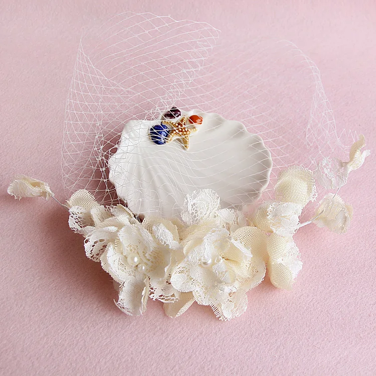 Vintage Elfenbein Tüll Kappe Vogelkäfig Hochzeit Zubehör Brautschleier Birdcage Brautschleier Kurz Braut Zubehör