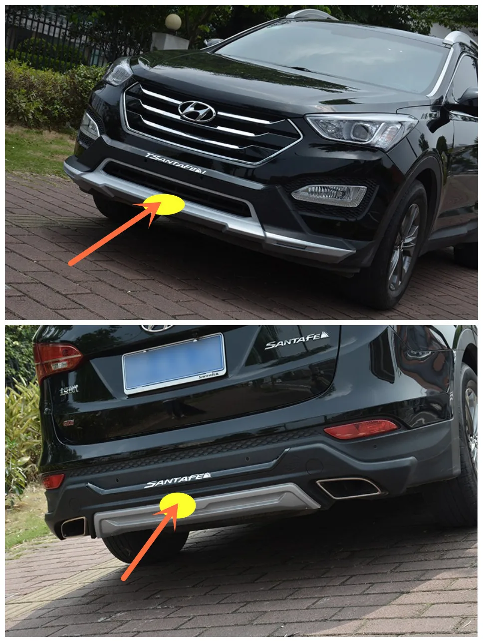 

For Hyundai Santa Fe ix45 2013.2014.2015.2016 BUMPER GUARD ( Front+Rear ) ISO9001 High Quality Luxury models Auto BUMPER Plate