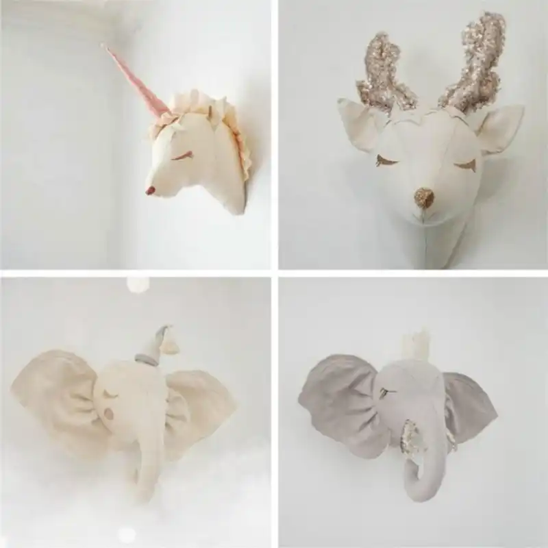 Nordic Animal Head Wall Decor For Nursery Stuffed Elephant Unicorn Deer Wall Mount Kids Room Wall Hanging Baby Shower Gifts Aliexpress