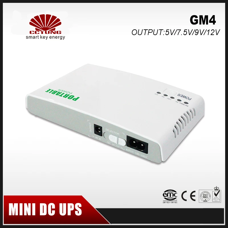  GM4 Portable Mini UPS 5V 9V 12V DC Online Power Output with Lithium Battery Built Max 6hours Backup