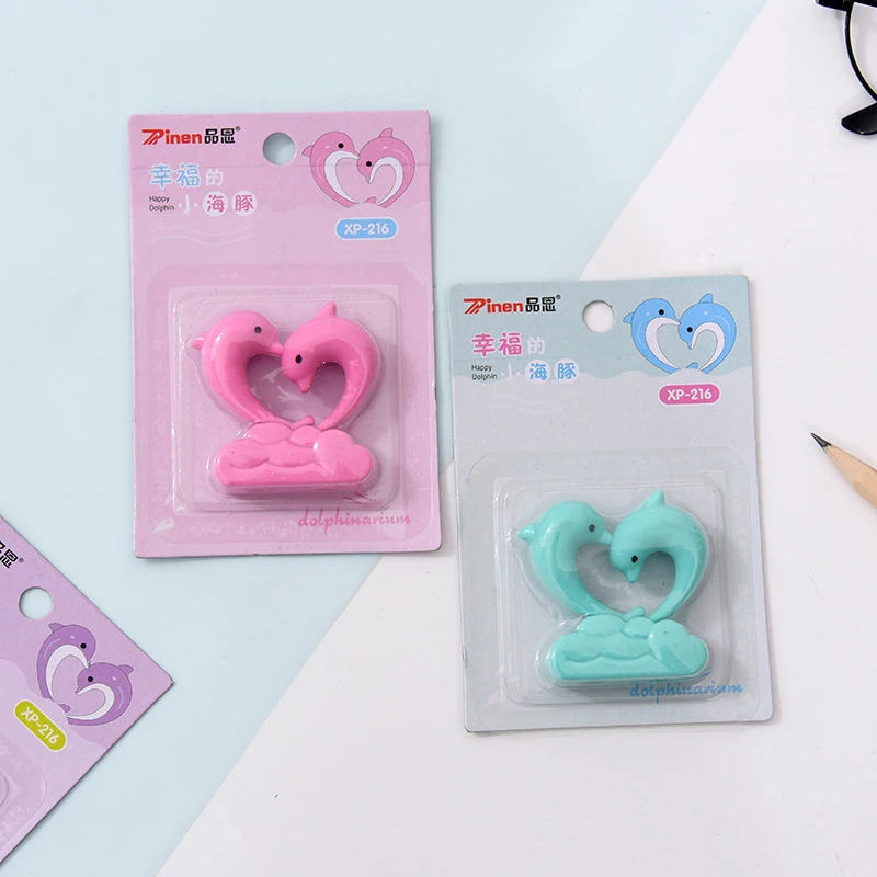 

1 pcs/lot Cute Happy dolphin eraser Cartoon animals pet rubber eraser kawaii stationery school supplies papelaria kids gifts