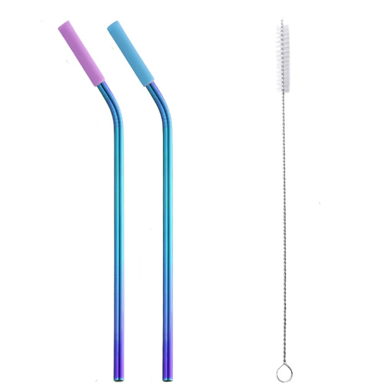 W rainbow no.0-2pcs 2 предмета 6 мм питьевой короткие соломенная шляпа с силиконовый чехол eco-friendly высокое качество Нержавеющая сталь соломинки дома вечерние бар питьевой инструмент - Цвет: W rainbow no.0-2pcs