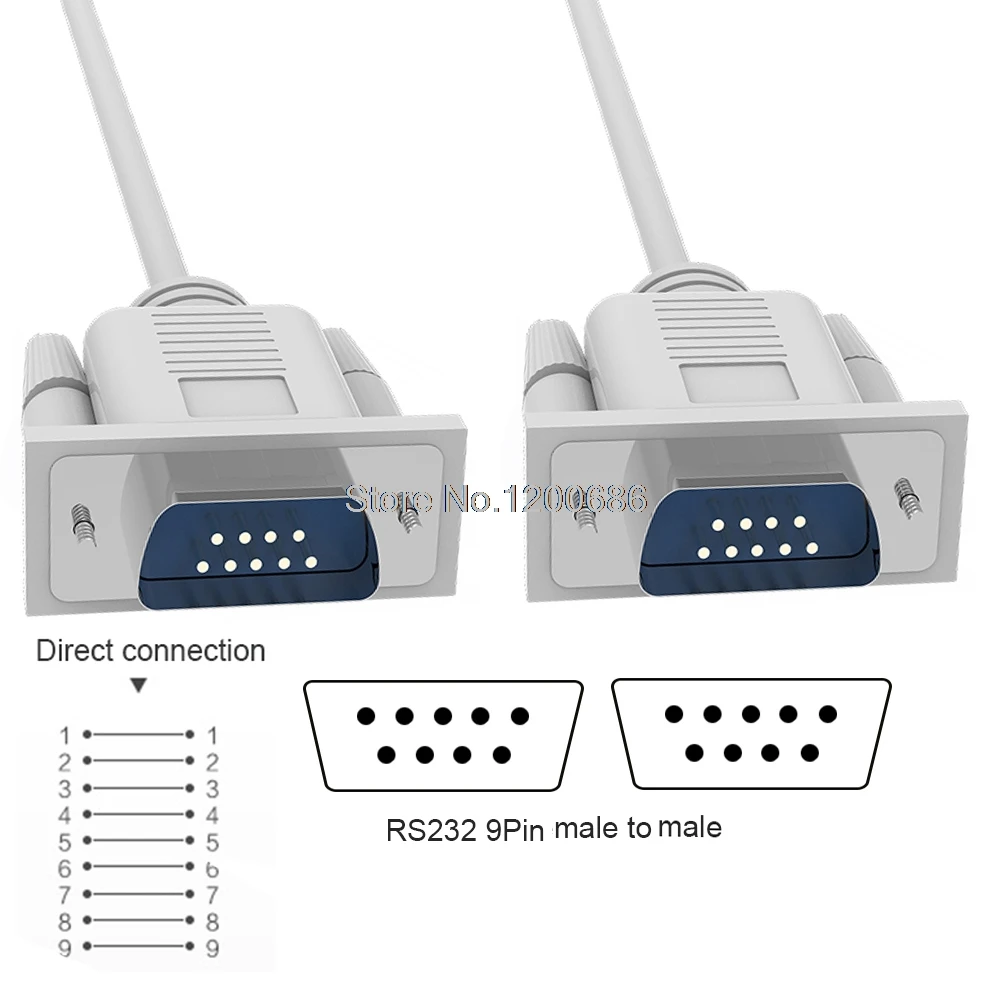 5m 9 Pin Serial Cable Rs232 Male Male Wire Harness Db9