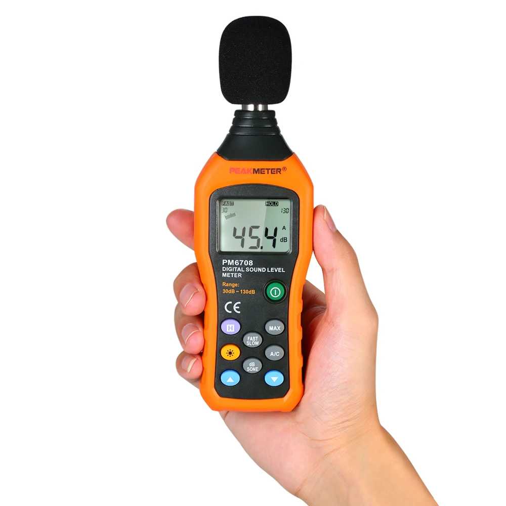 

PM6708 LCD Digital Audio Decibel Sound Noise Level Meter dB Meter Measuring Logger Tester 30 dB to 130 dB