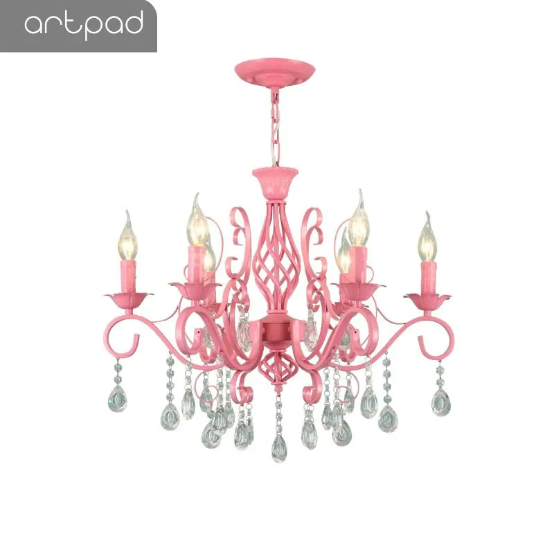 

Artpad K9 Crystal Modern Chandelier Light for Living Room Wedding Room Decor Green Pink LED Girl Kids Bedroom Hanging Lights