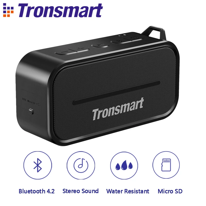 Tronsmart Element T2 Bluetooth 42 Outdoor Water Resistant Speaker Portable and Mini Speaker- Black Tronsmart Element T2 Bluetooth 42 Outdoor Water Resistant Speaker Portable and Mini Speaker- Black