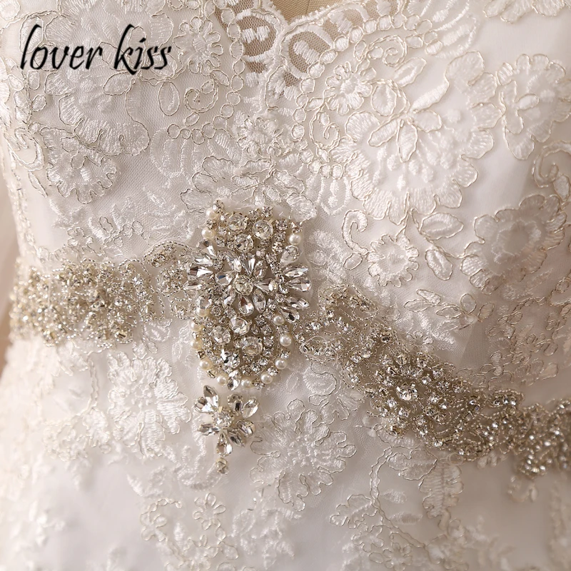 Lover Kiss vestidos de novia/кружевное свадебное платье русалки с длинными рукавами, украшенное драгоценными камнями, Осенние Свадебные платья для невесты, robe de mariee