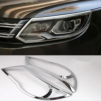 

YAQUICKA 2Pcs/set Chrome ABS Car Front Head Light Lamp Frame Trim Styling Car-covers For Volkswagen Tiguan 2010-2013