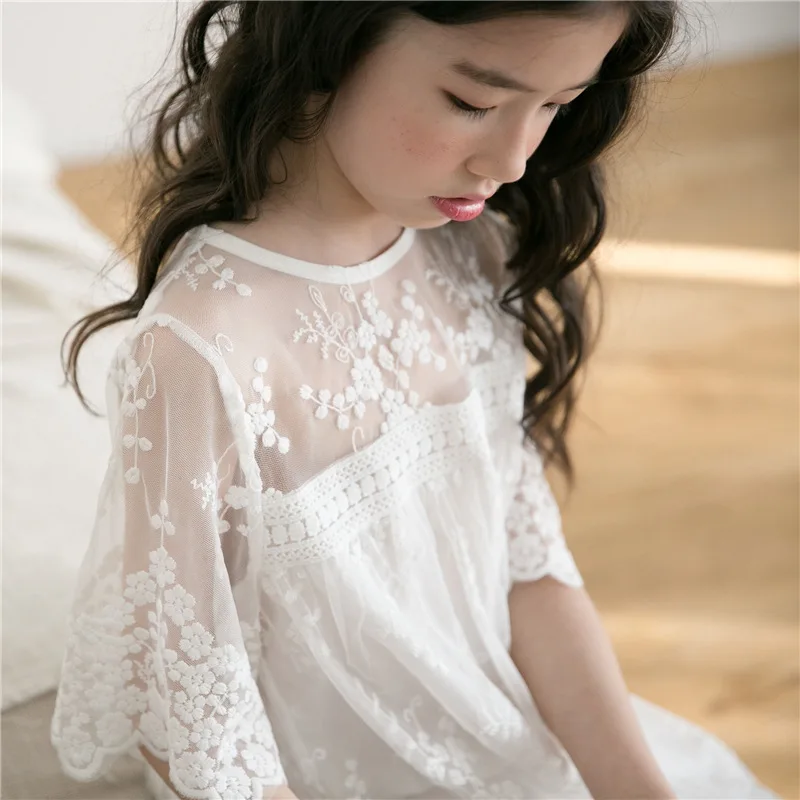 

Summer Floral Girl Princess Dresses in Wedding Party Lace Patchwork Puff Mom and me clothes Kids Dresses Summer Chidlren Clothes