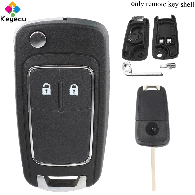 

KEYECU Replacement Remote Control Car Key Shell - 2 Buttons & HU100 Uncut Blade - FOB for OPEL/ VAUXHALL Insignia Astra J Meriva