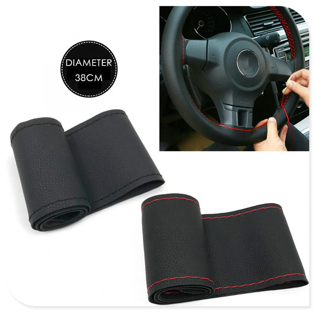 

38CM Steering Wheel Covers Leather braid for Mercedes Benz GLC63 GLA45 GLA G650 E63 E-Class A170 A B C E S Class W211 W203