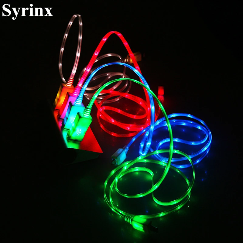 

SYRINX USB Cable Micro USB Cable LED Glow Charging Data Mobile Phone Cables For Android iPhone X 7 XS Type c Samsung s8 s9 plus