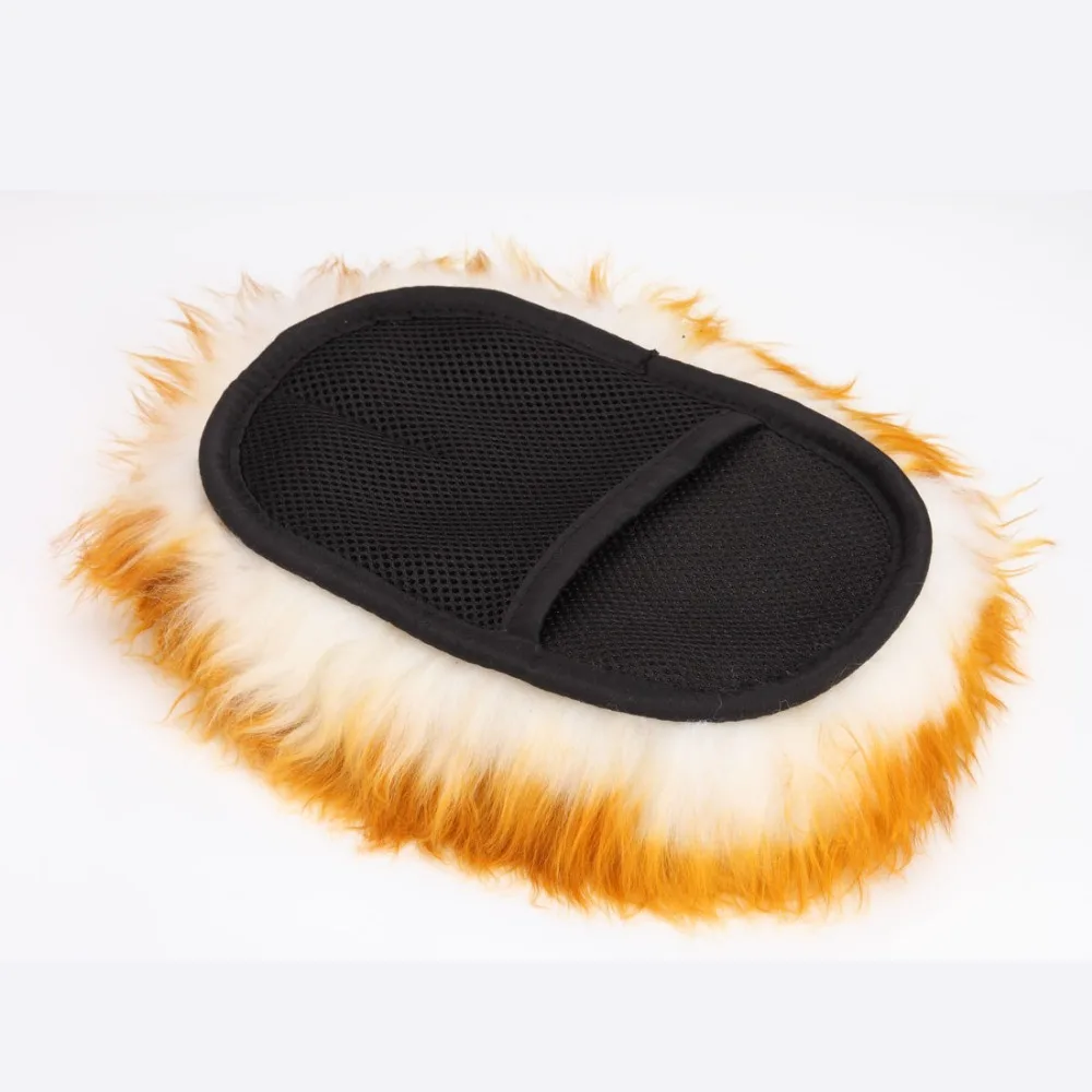 Long Hair Genuine Sheepskin Car Wash Wool Mitt Lambs Wash Mitt for Auto