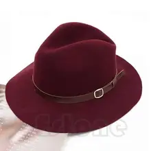 Модная дизайнерская женская теплая Зимняя шерстяная шляпа с поясом и широкими полями, ковбойская шляпа, Новинка