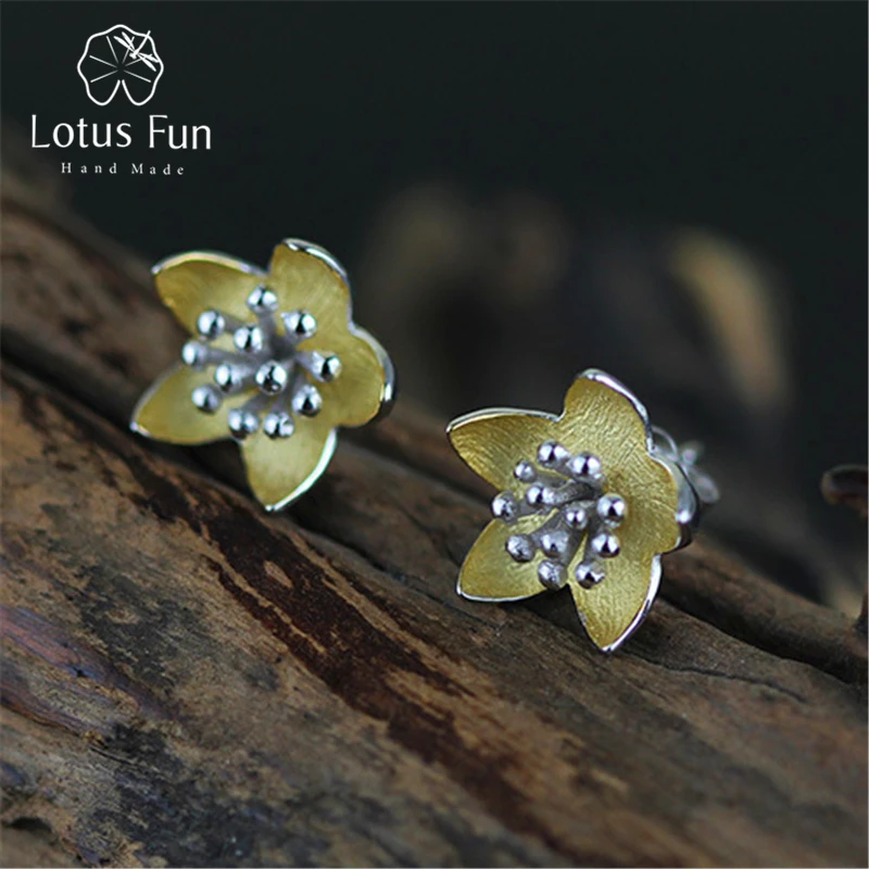 

Lotus Fun Real 925 Sterling Silver Natural Creative Handmade Fine Jewelry Vintage Fresh Flowers Stud Earrings for Women Brincos