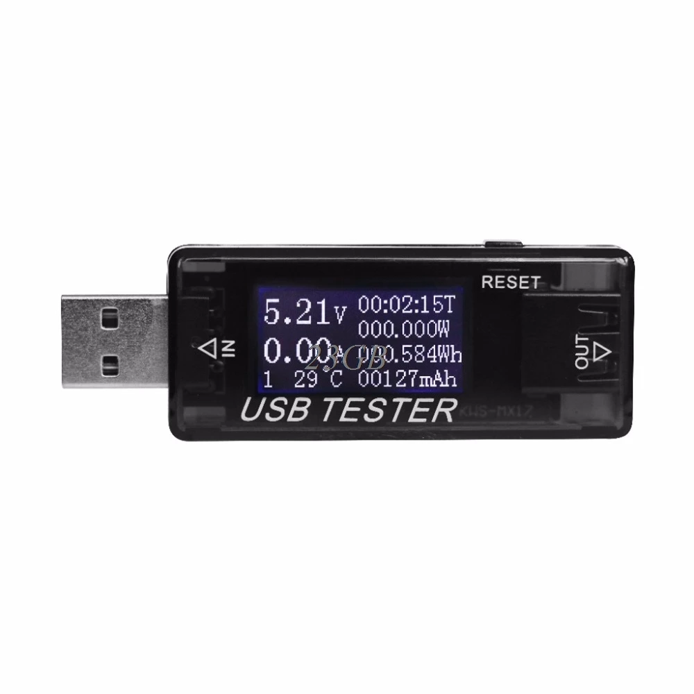 

8 in 1 LCD USB Current Voltage Detector Charger Capacity Tester Meter Power Bank Black M25