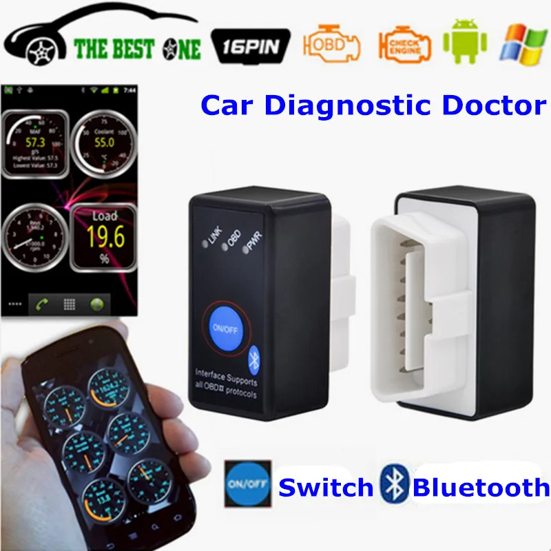 

V2.1 Super Mini ELM327 Bluetooth OBD2 Code Reader Power Switch ELM 327 OBDII Car Diagnostic Interface ELM-327 On Android Torque