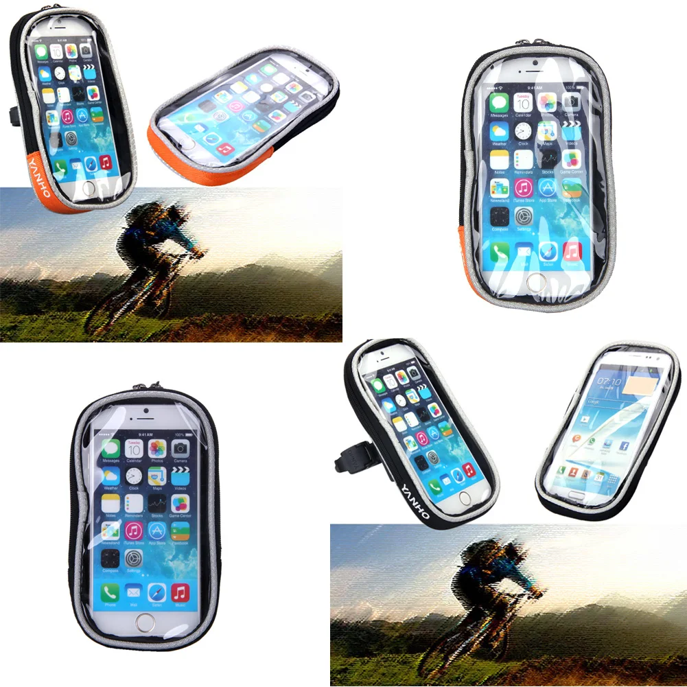 Excellent Waterproof Bike Bicycle Front Bag Cycling Phone Case Touchable PVC Screen Cell Phone Bag Reflective 4.7-5.5inch Cycling Bags 11