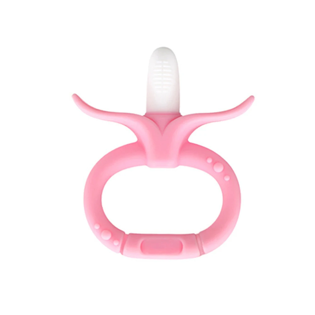 Детский силиконовый Прорезыватель игрушка для прорезывающихся зубов с героями мультфильмов аксессуары для новорожденных жевательные кормящих варежки Прорезыватель для зубов натуральный прекращает сосать игрушки-"пальцы" - Цвет: Pink