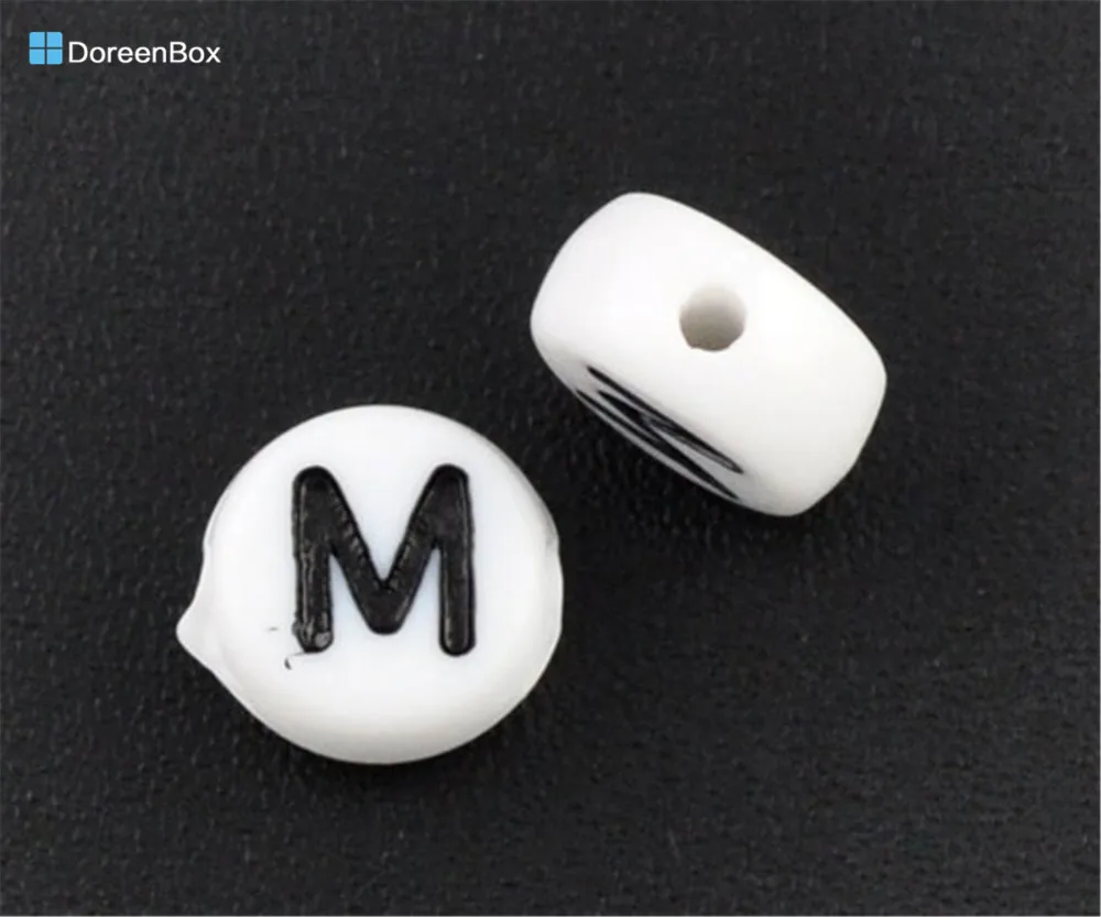 

Doreen Box hot- 500Pcs Acrylic Alphabet/Letter "M" Flat Round Spacer Beads 7mm(B08340)