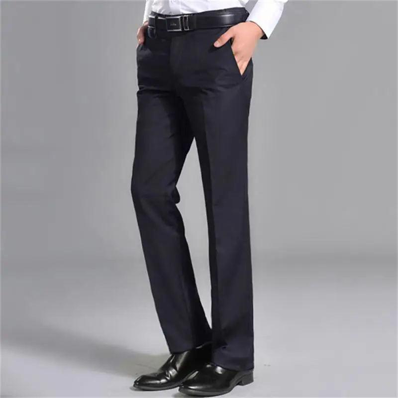 2019 New Korean version of the Straight trousers Male Business Drape Free Ironing Suit pants British Gray Long pants Size 27-37
