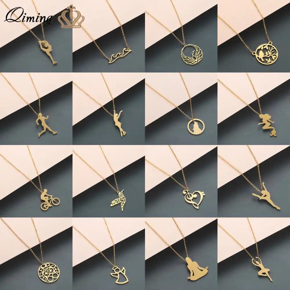 Boho Erklarung Halskette Frauen Edelstahl Schmuck Wolf Phoenix Yoga Ballett Sport Gold Kette Halskette Anhanger Madchen Geschenk Anhanger Halsketten Aliexpress