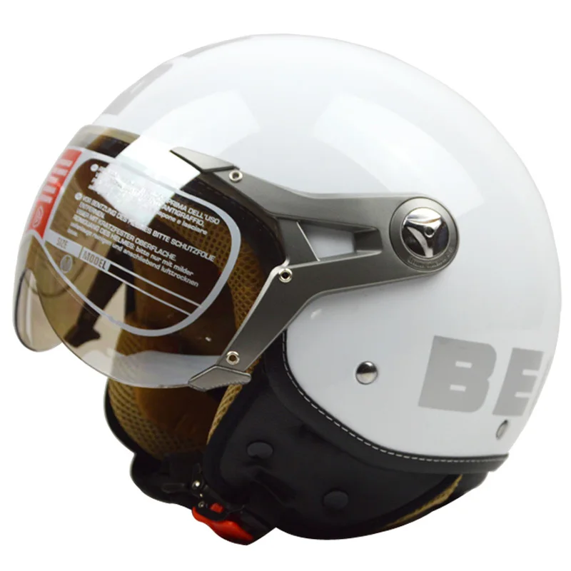 BEON B100 шлем мотоцикл шлем, закрывающий половину лица ботинки в байкерском и винтажном стиле шлем мотоциклы мопеды шлем для электровелосипеда - Цвет: white