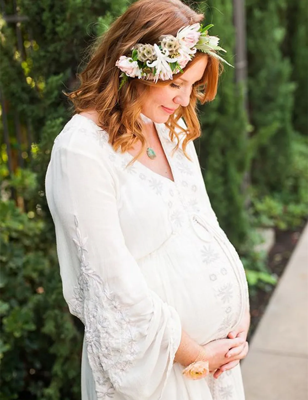 

2017 Maternity Clothes Fashion Maternity Dress Linen Cotton Maternity Clothes V Neck Pregnancy Dress Maternity Photography Props