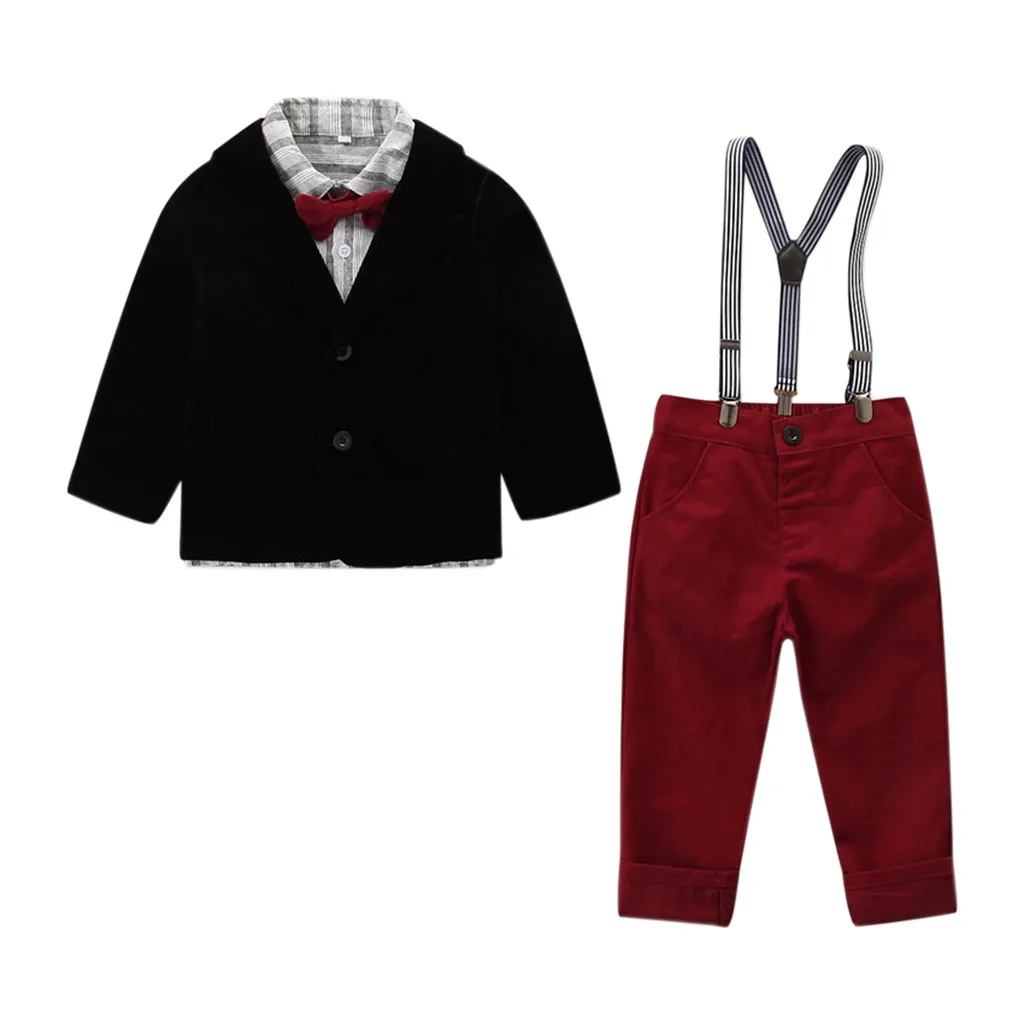 

ARLONEET Toddler Kids Baby Boys Outfit Clothes Bow Tie Shirt+Coat+Pants Gentleman Suit Baby Kids Boy Girl Outfits Clothing 25