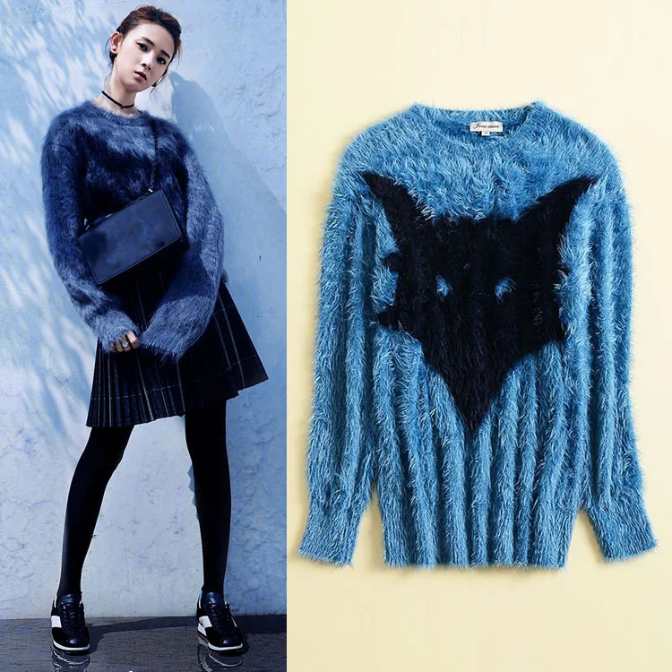 2019 Spring Foreign Trade Women's Wear Chenyao with Round Collar Long-sleeved Cat Head Hundred Horses Hair Sweater Women