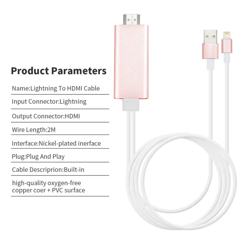 

Lightning to HDMI Cable. No Need Setup.No Need WIFI. NO Need Personal Hotspot. 6.4 Ft 1080P lightning digital AV adapter