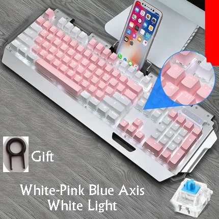 Технология Apedra X10 Ретро Круглый Светильник пишущая машинка Трансмиссия Keycap Проводная Механическая игровая клавиатура несколько светильник эффекты - Цвет: Розовый