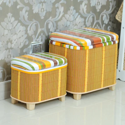Бамбуковый табурет, бытовые прекрасные стулья для хранения, многофункциональные Сменные табуреты для обуви, ящик для хранения табурета, пуфик-оттоманка - Цвет: 1