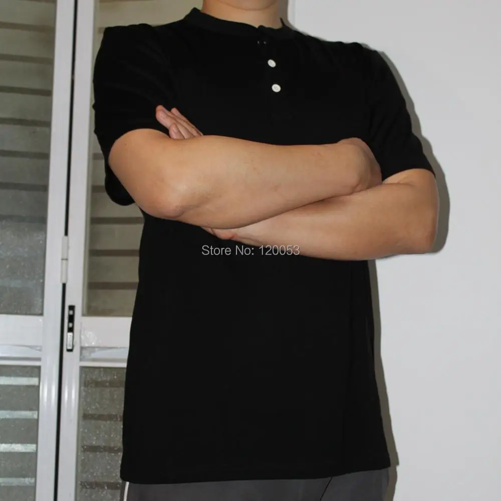 

100% Australia Merino Wool Mens short Sleeve T Shirt, Merino Wool Jersey short Sleeve, Stand Collar, With Placket,