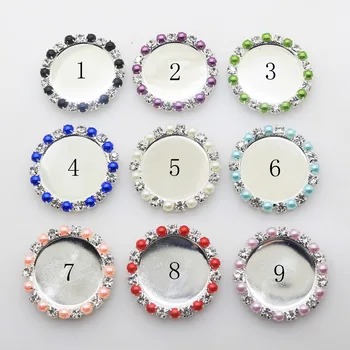 

New 10pcs/lot Inner size 25mm Silver for 9 colored pearl Rhinestone button Flatback DIY cap tray setting key cover lids
