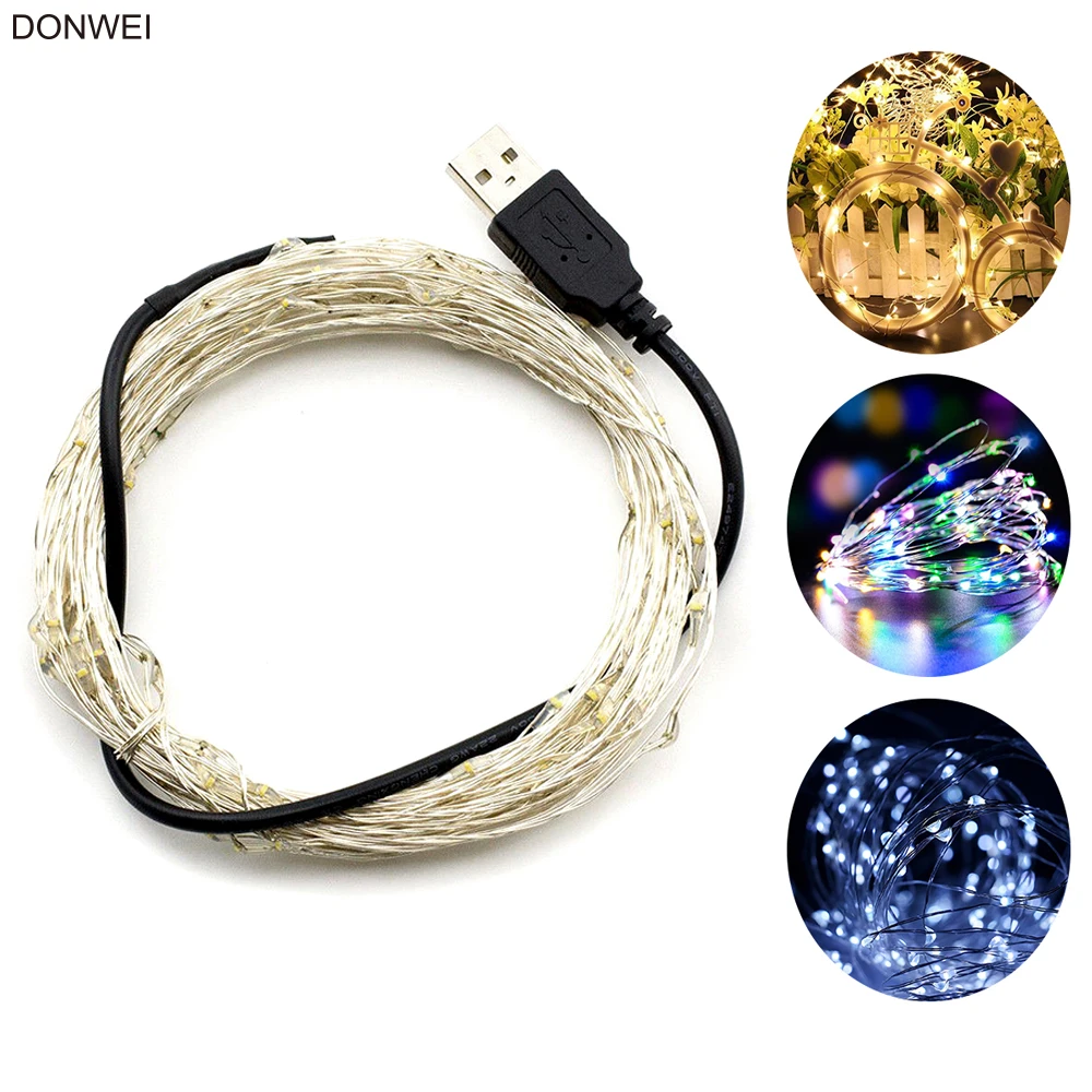 DONWEI праздничный Декор USB мощность 10 м 100 светодиодный свет шнура для рождественской гирлянды вечерние свадебные Рождественские красочные сказочные огни