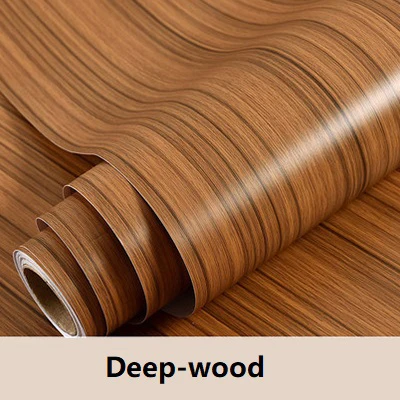 Упаковочной древесины самоклеящиеся обои мебель деревянная дверь наклейки водонепроницаемый ПВХ винил контакт бумага для кухни домашний декор - Цвет: Deep-wood